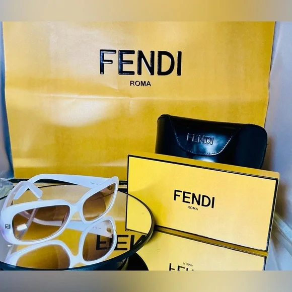 Fendi FS419 White Sunglasses with Logo Arms